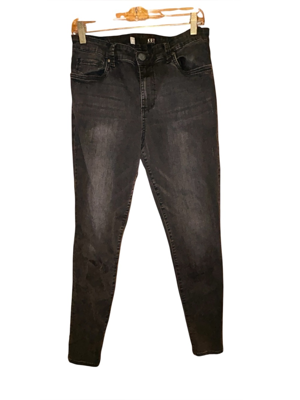 KUT From The Kloth Mia High Rise Skinny Jeans Black Stretch Denim Womens Size 12